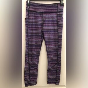 Lululemon Leggings Pace Rival‎ Crop Space Dye Twist Ultra Violet Naval Blue sz 4